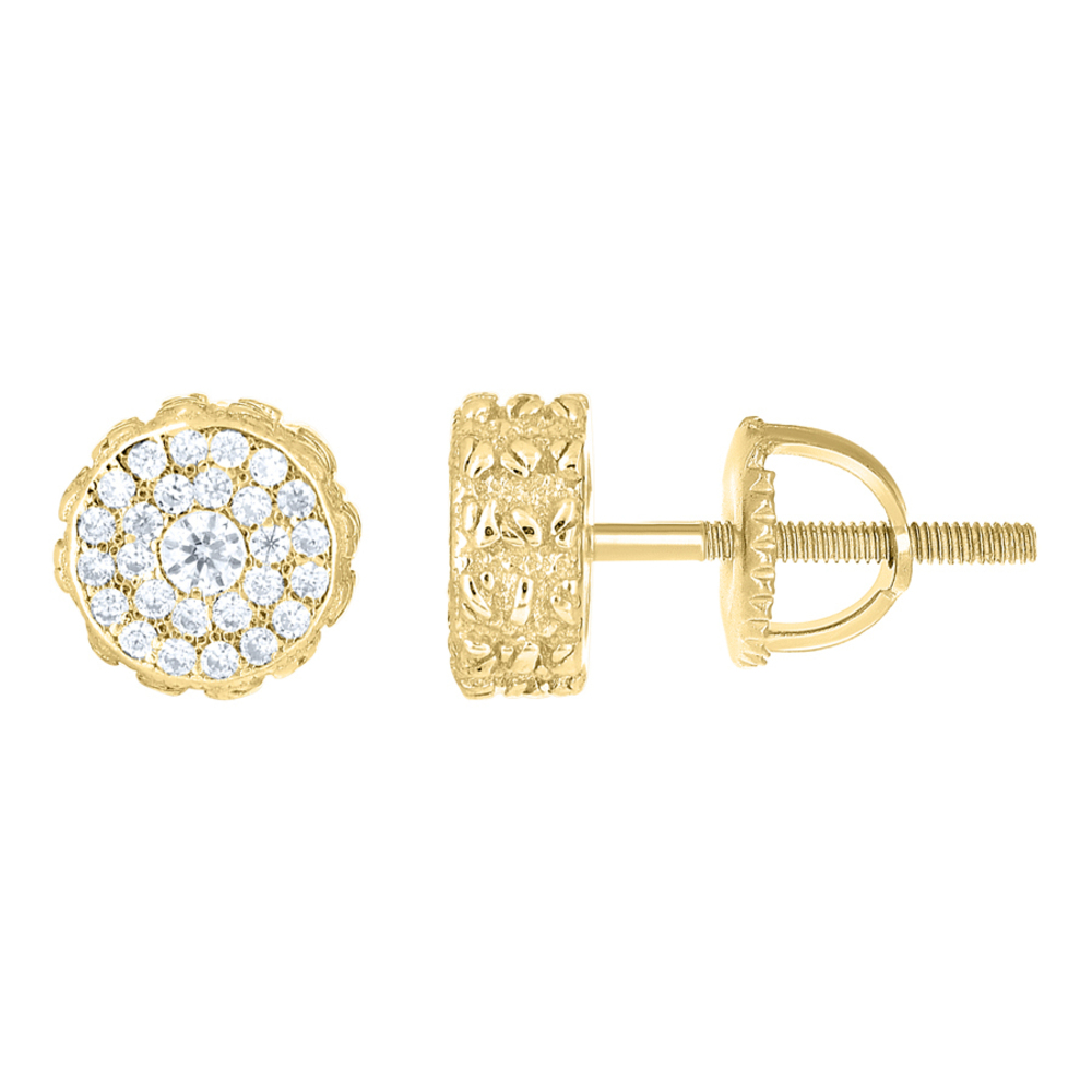 925 Sterling Silver Yellow-Tone Rnd 0.36ct Moissanite Nugget Rnd Stud Earrings